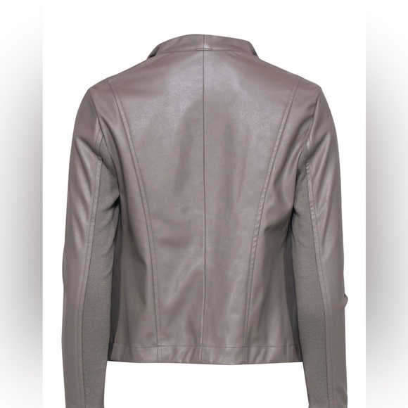 SAKS FIFTH AVENUE Faux Leather Jacket Waterfall Cardigan Grunge Biker Rocker - Picture 2 of 9